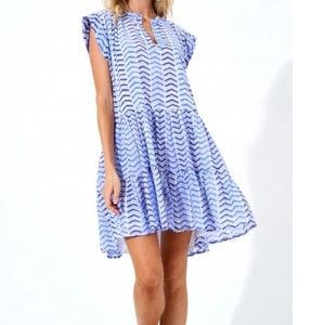 Oliphant Roll Sleeve Sonoma 100% cotton blue dress